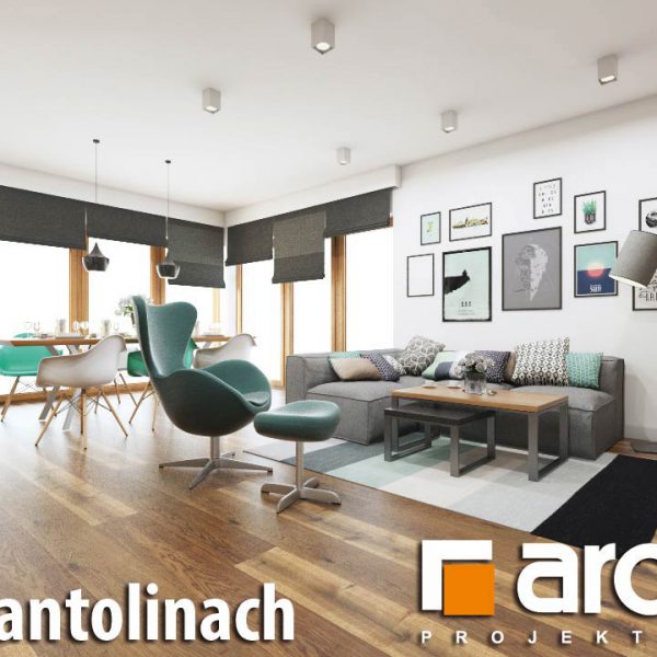 Szkic przykładowego salonu w domu o nazwie "Dom w Santolinach" firmy Archon